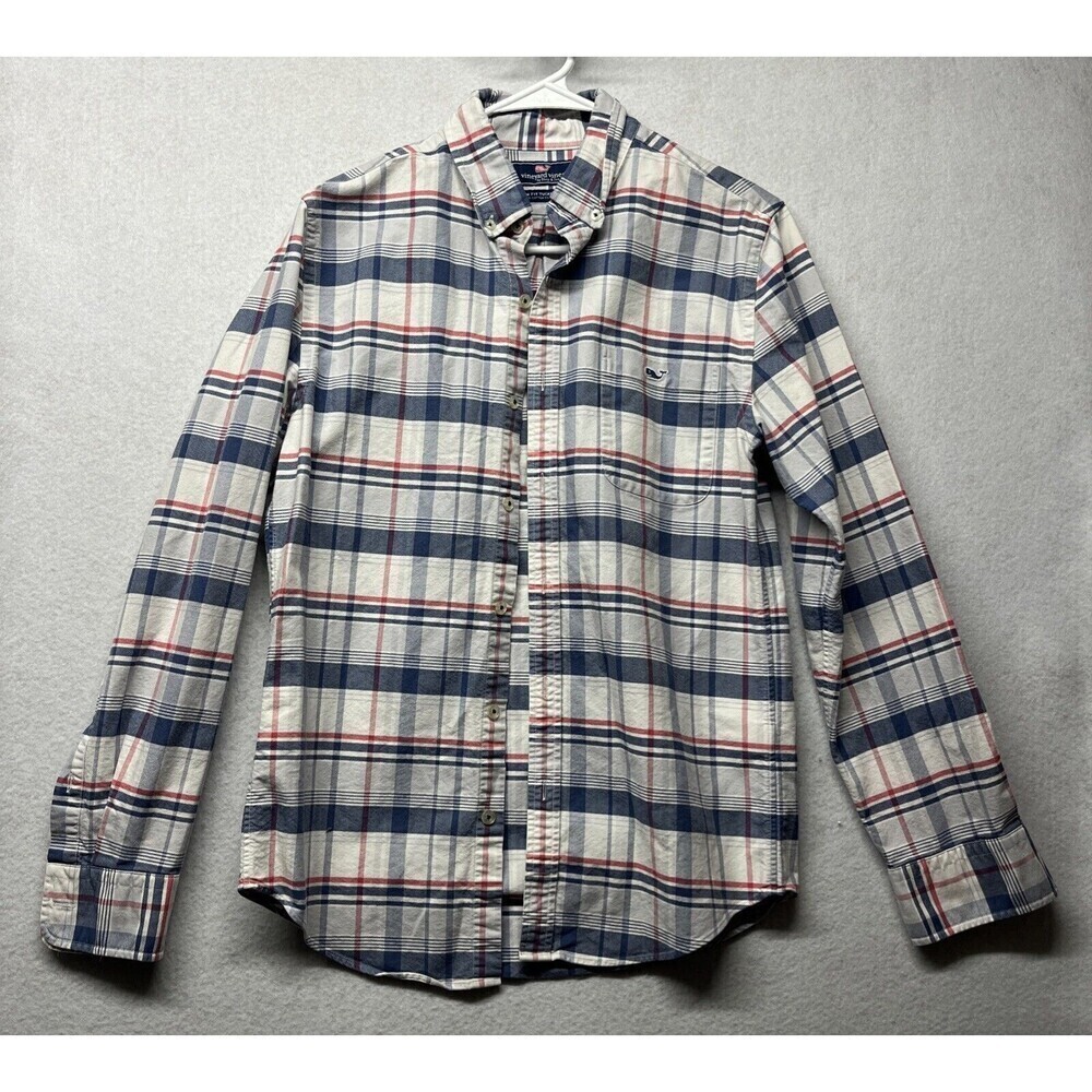 Men's Vineyard Vines Long Sleeved Stretch Slim Fit Tucker Button Up Shirt Small